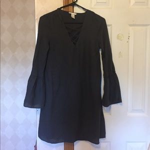 Bell sleeves grey dress from h&m