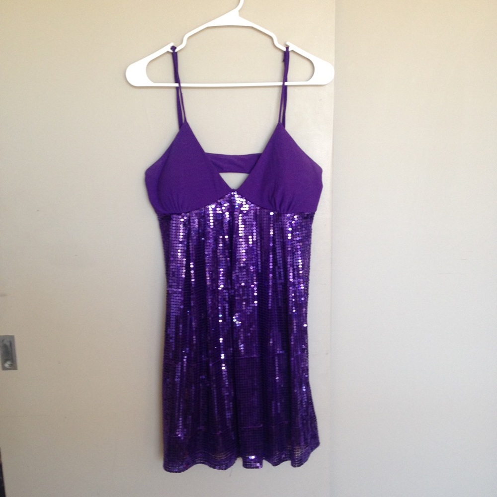 Purple Sequin Party Dress