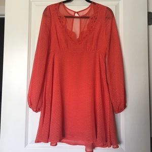 Orange gingham Free People dress with lace!