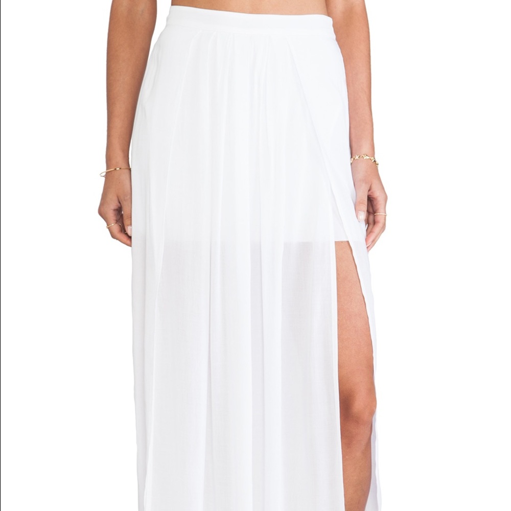 Festival! Bella Luxx White Sheer Split Maxi Skirt