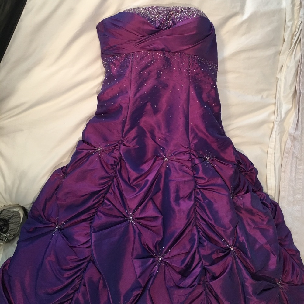 Purple sequin ball gown