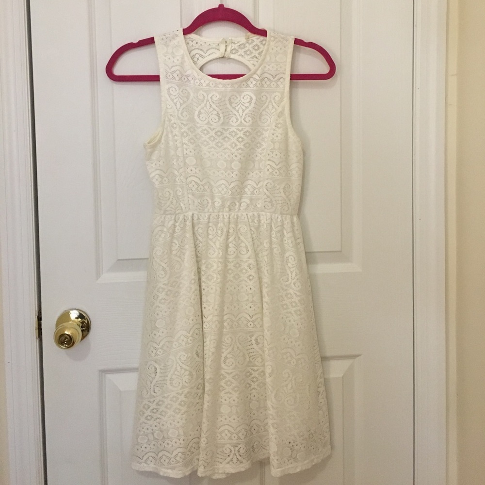 White lace babydoll dress with cutout back!!