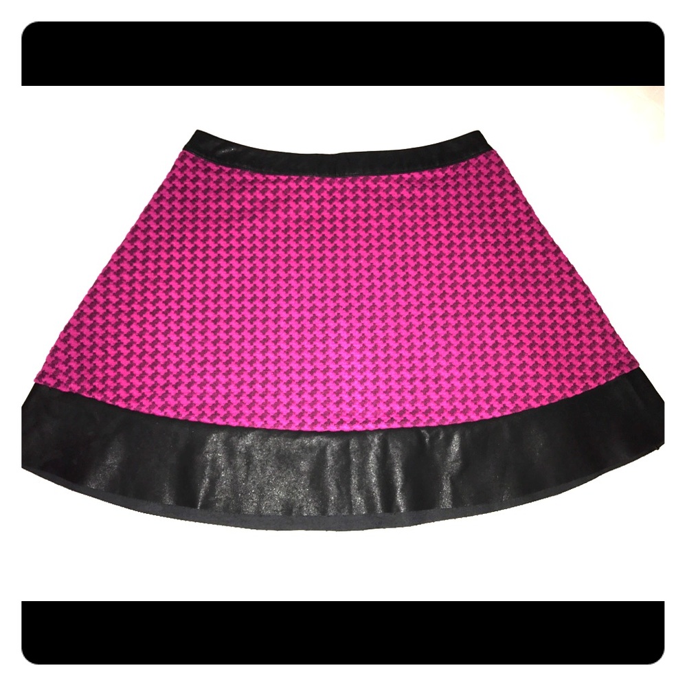 Candie's Pink and Black Leather Skirt