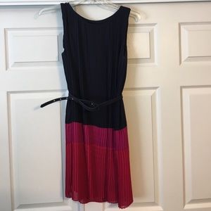 Jessica Howard Navy Pleated Color Block Dress Sz12