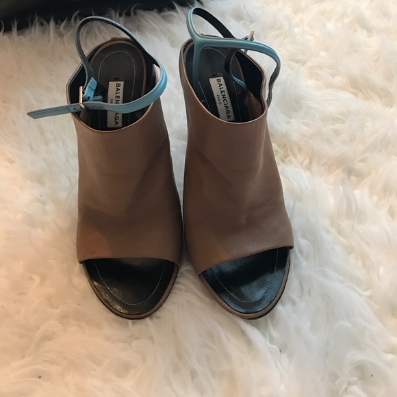 balenciaga heels brown