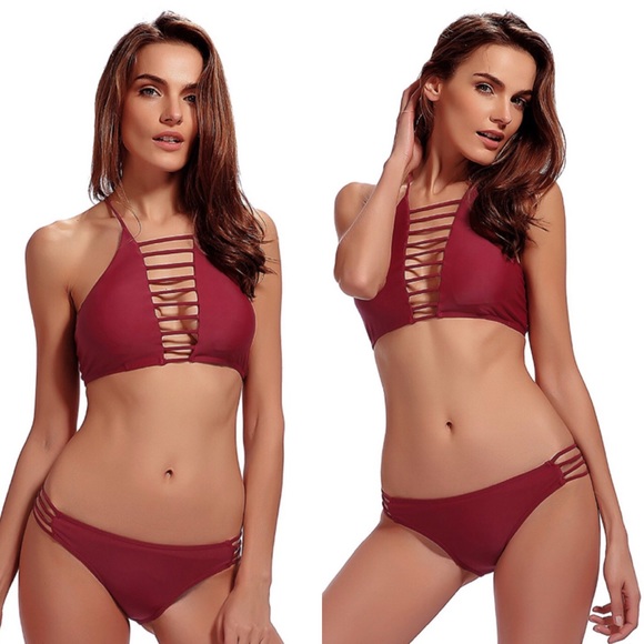 Other - 🦀 Wine Red Halter Bikini 2 piece.