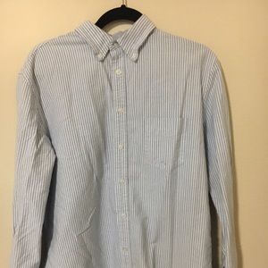 Blue and white stripped button down