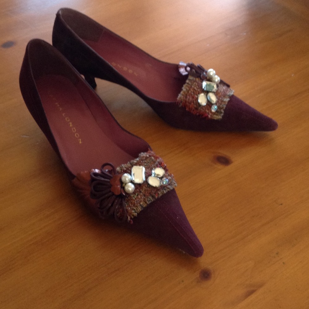 Sacha London Bordeaux Suede Low Heel