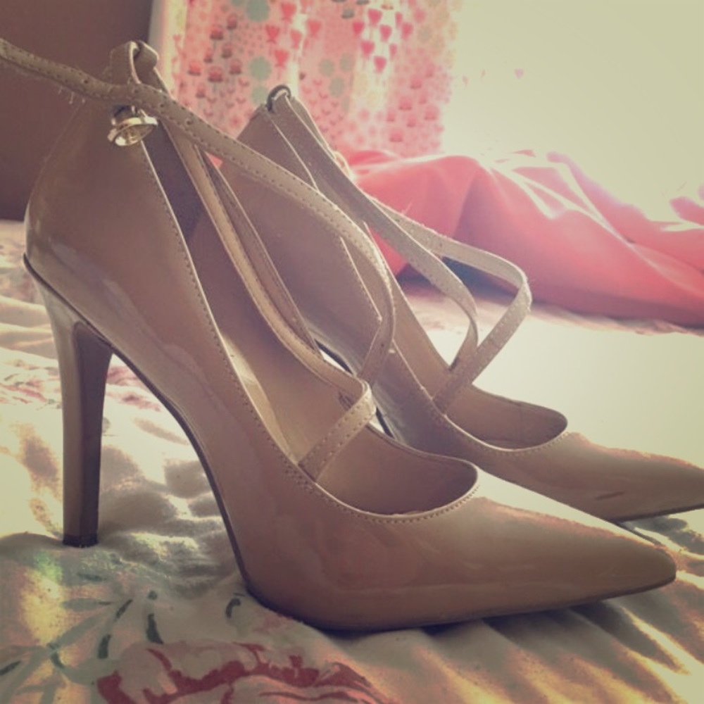 Beige high heels