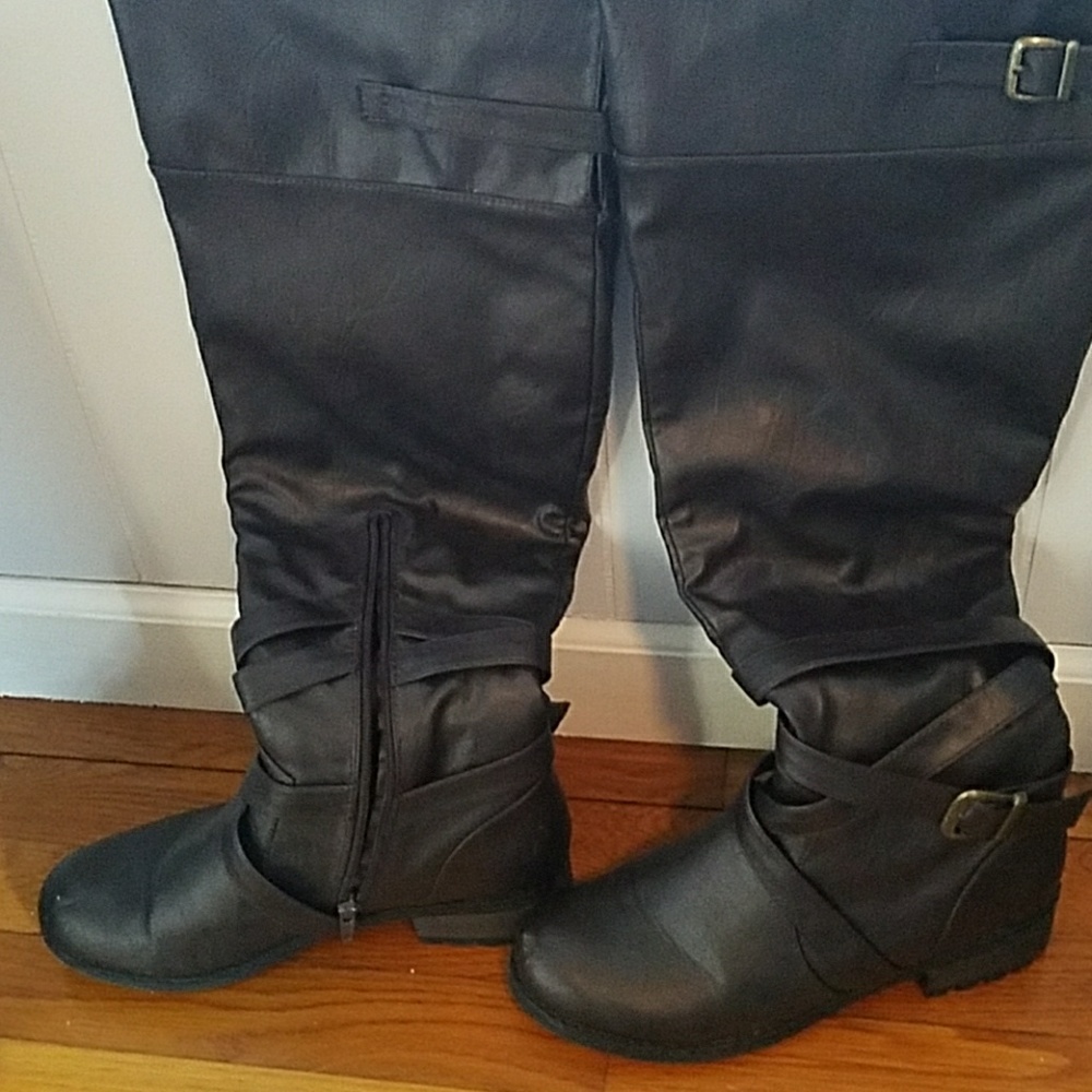 Over the knee leather boots