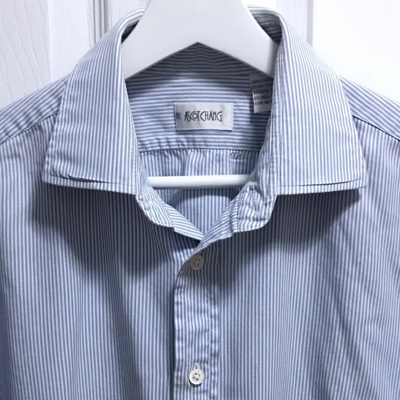 Dress shirt, stripes light blue and white. Size L - Picture 1 of 4