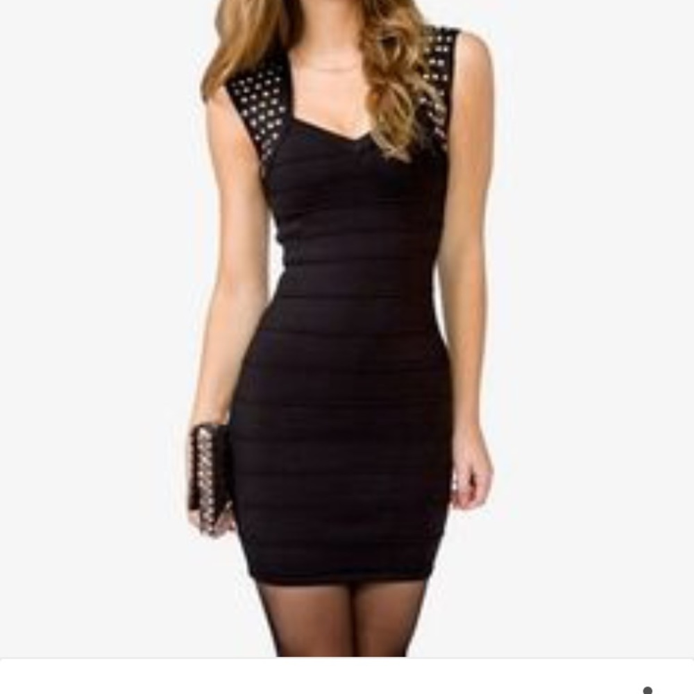 Studded bodycon little black dress