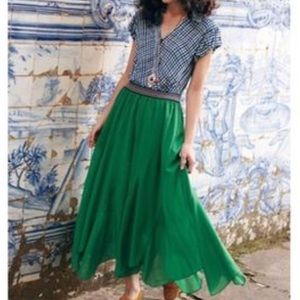 Anthropologie Colima Orange Flowing Maxi Skirt