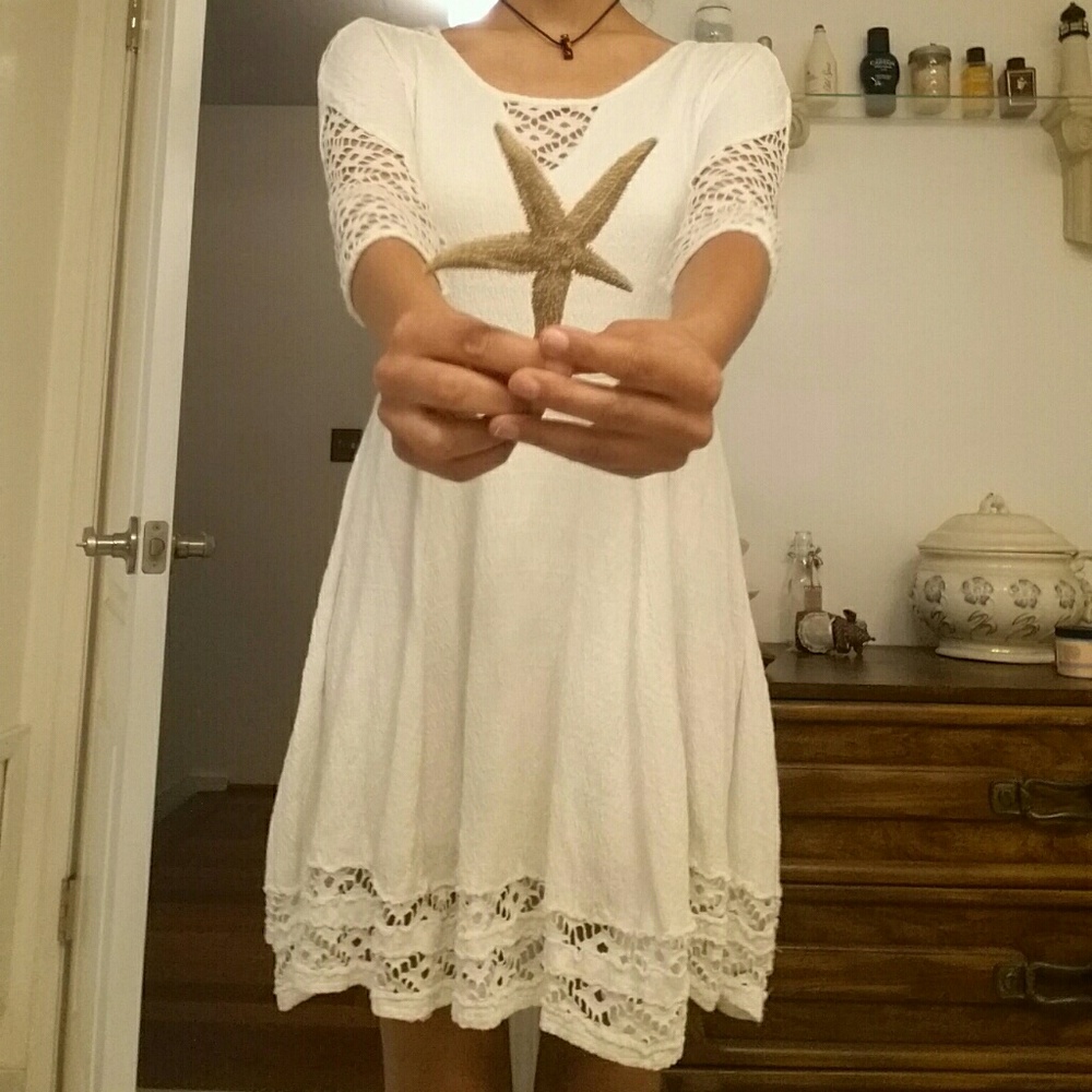 Free People Skater Dress White Holes