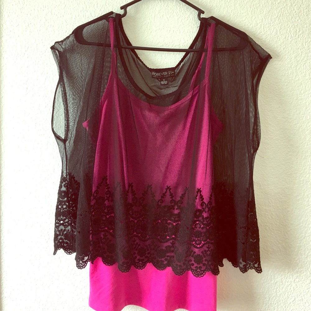 Forever 21 Mesh/Lace Crop Top