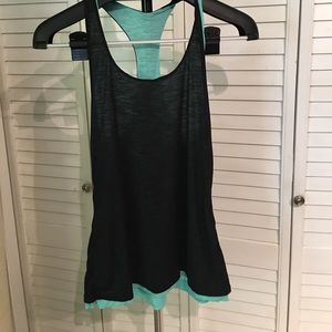 Black & Teal Reversible Fabletics Racerback Tank