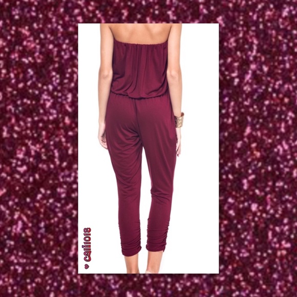 JUST IN🆕Wine Burgundy Strapless Jumpsuit - Picture 3 of 4