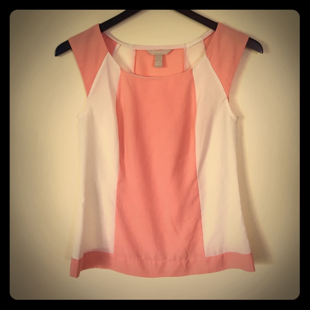 Peach and white Banana Republic sleeveless top