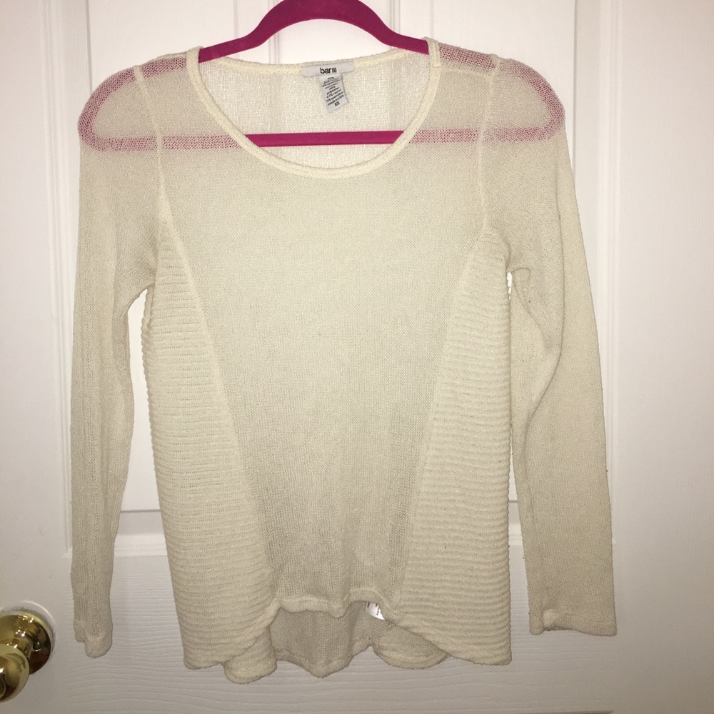 Bar III white lightweight longsleeve, ribbed sides