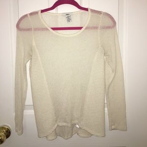 Bar III white lightweight longsleeve, ribbed sides