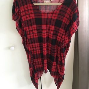 Torn by Ronny Kobo red plaid top
