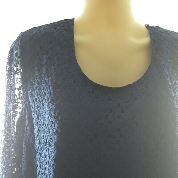 Catherines New Plus 26/28 Shirt Top Blouse Blue - Picture 3 of 5