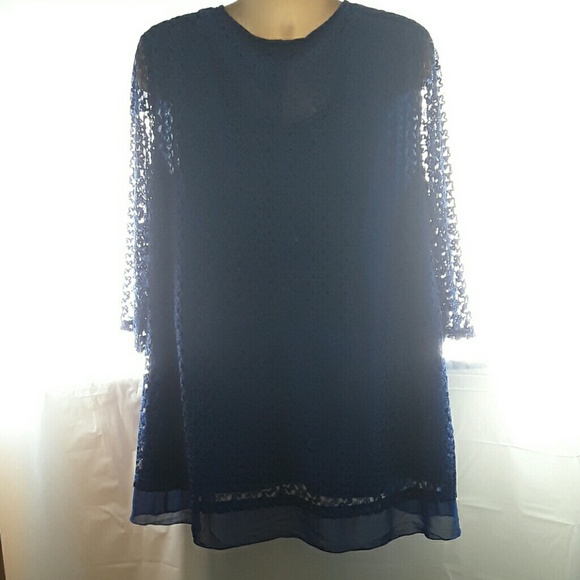 Catherines New Plus 26/28 Shirt Top Blouse Blue - Picture 4 of 5