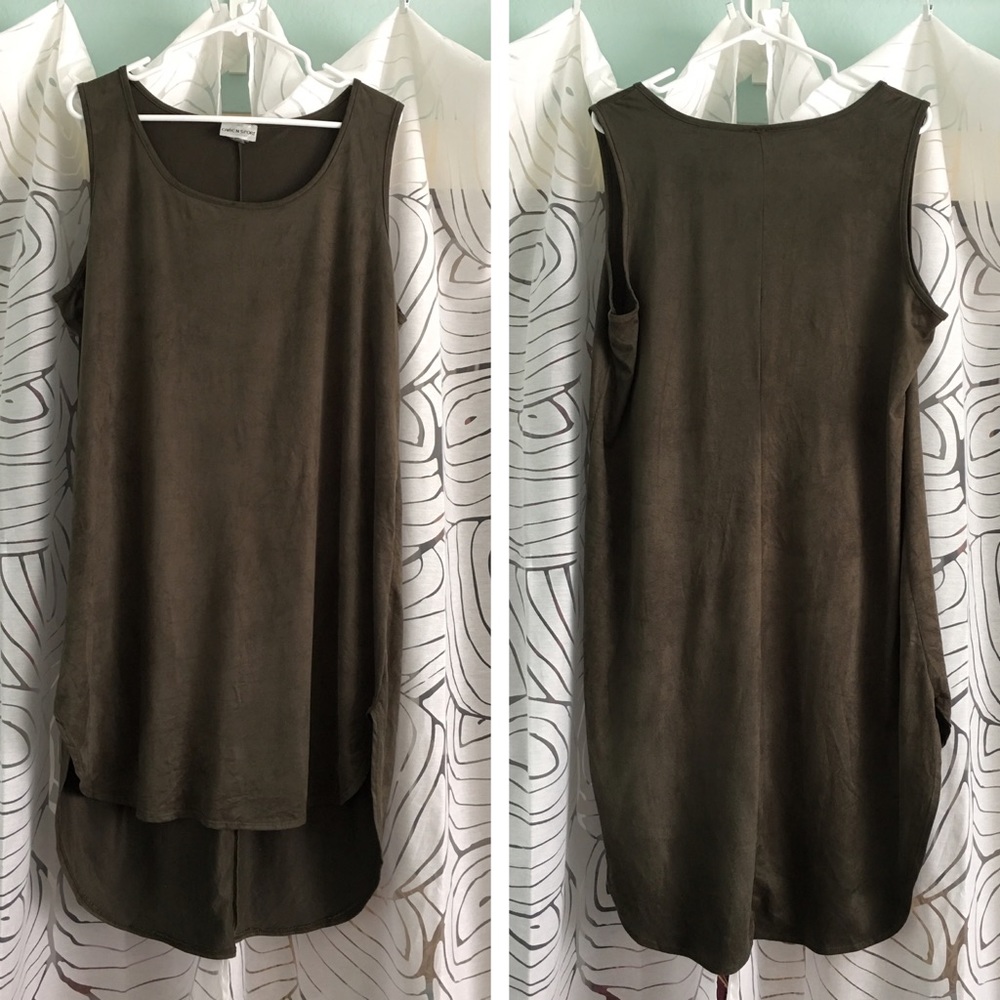 NWOT Suede Olive Green Dress 2XL