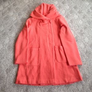 Anthropologie coral boiled wool sweater coat