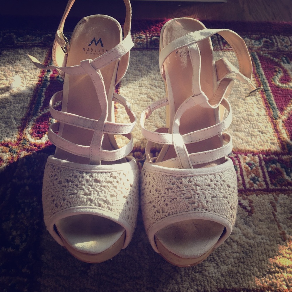 Crocheted platform wedges