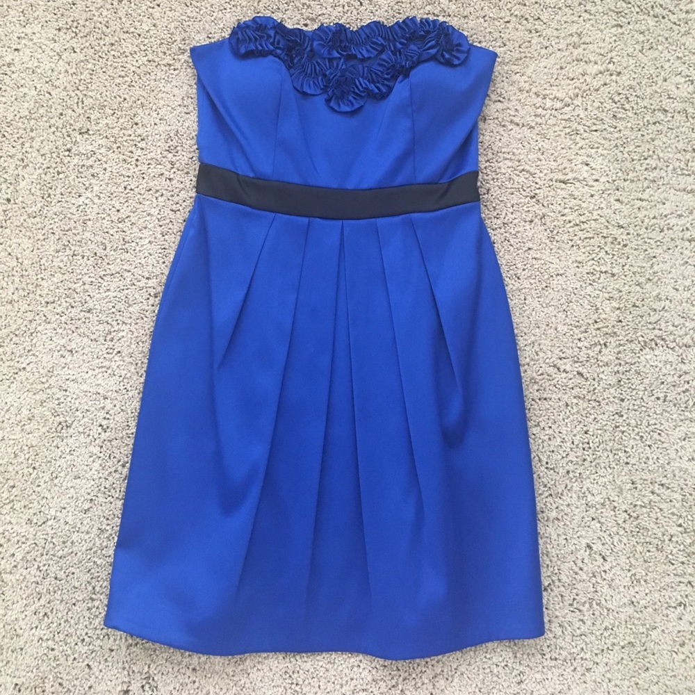 Blue satin cocktail dress