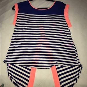 Mine Blue and Coral Crop Top