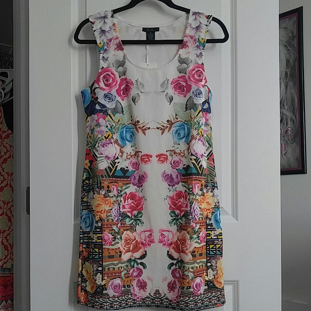 White Rose Polyester Short Dress