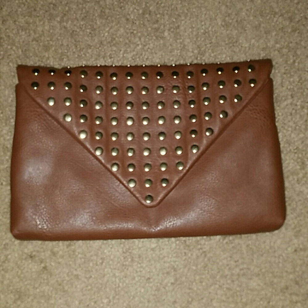 Brown Clutch with Gold Studs
