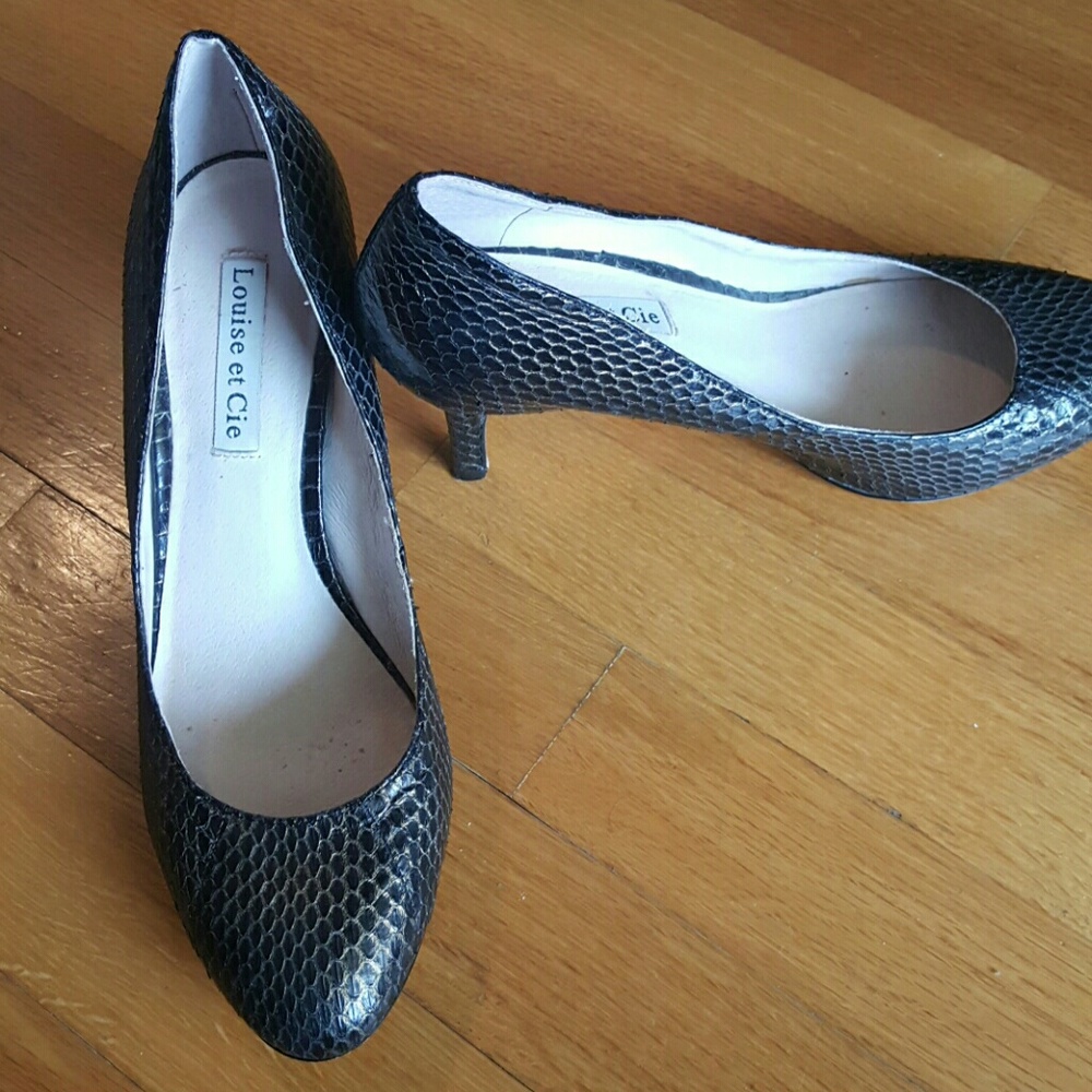Louise er Cie black gold snake skin pump