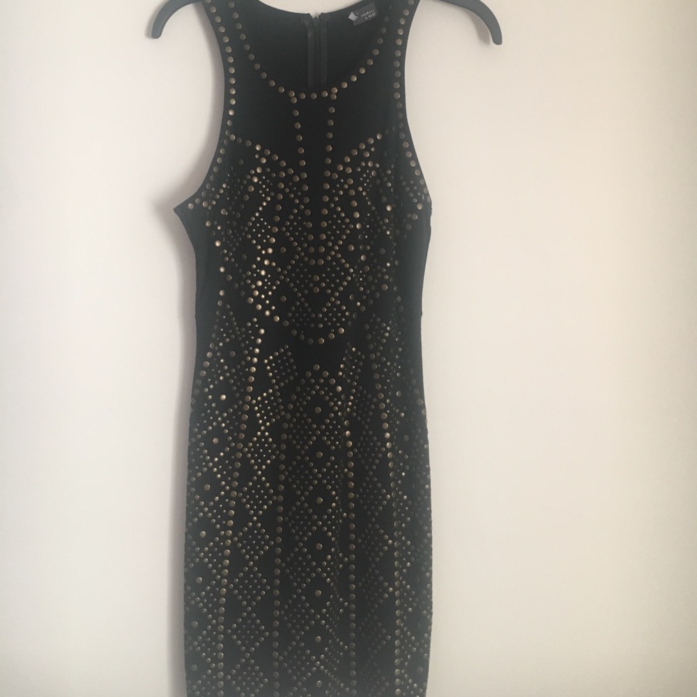 Black studded mini dress