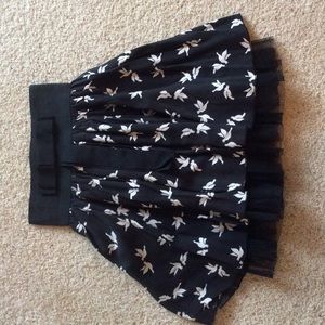 High waisted bird skirt with bow