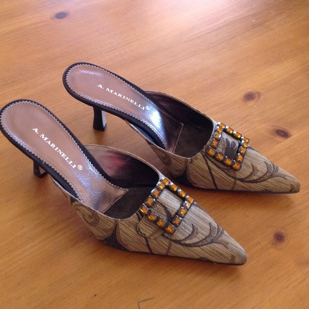 A. Marinelli Slip on Jeweled Heels