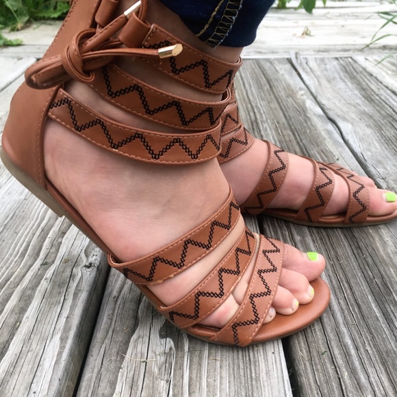FINAL PRICE 5️⃣🌟! Cognac Gladiator Sandals! NEW! - Picture 2 of 8