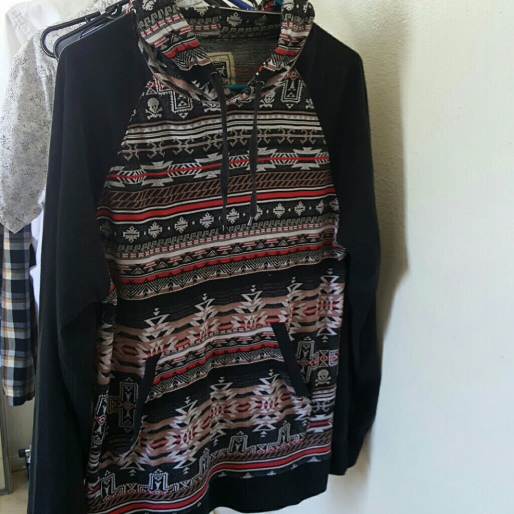 Black sleeve/Red pattern Hoodie