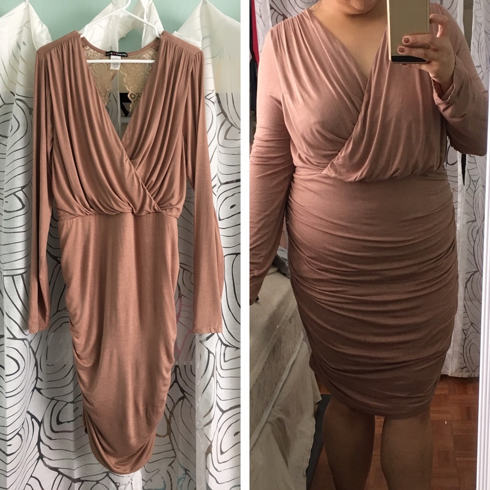 NWOT Ruched Nude Dress XL