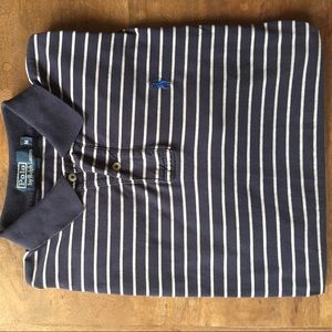 Blue Polo with White Stripes