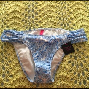 Victoria Secret Blue Paisley Swim Suit Bottom Sz S