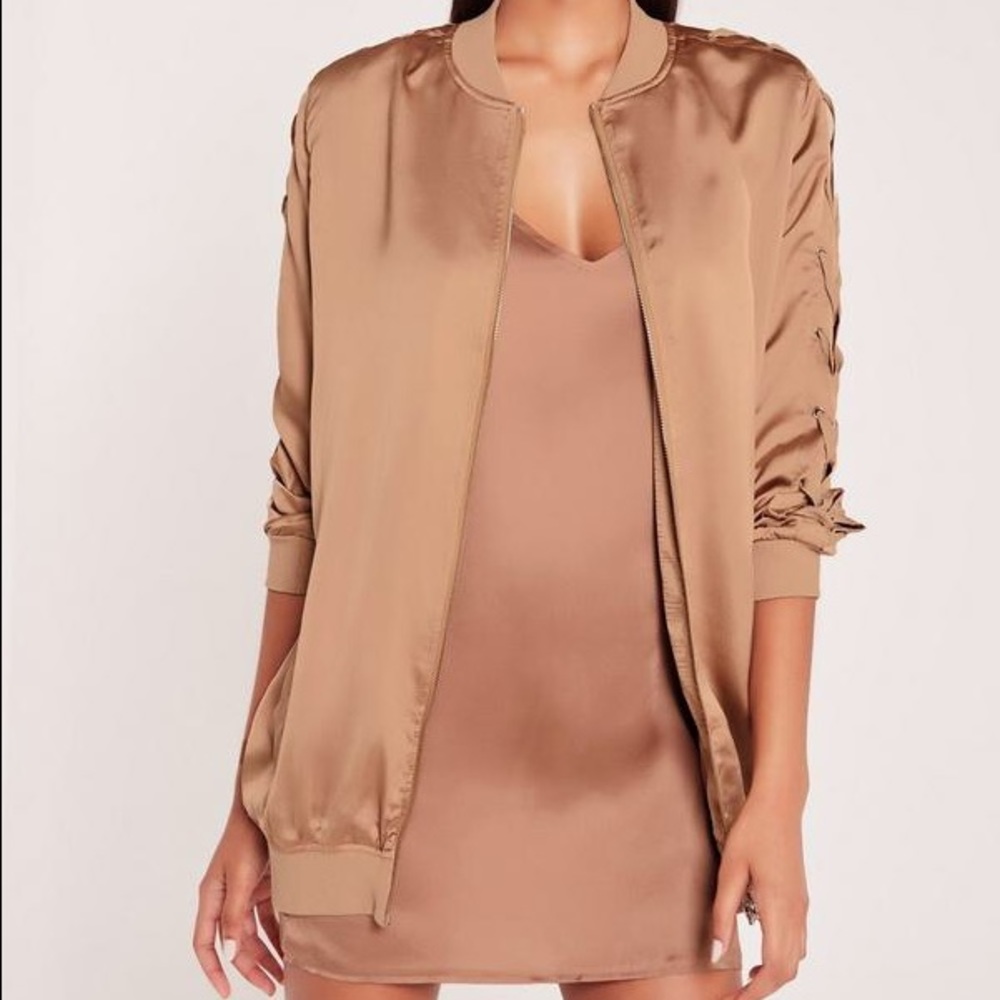 MissGuided x Carli Bybel Rose Gold Bomber Jacket