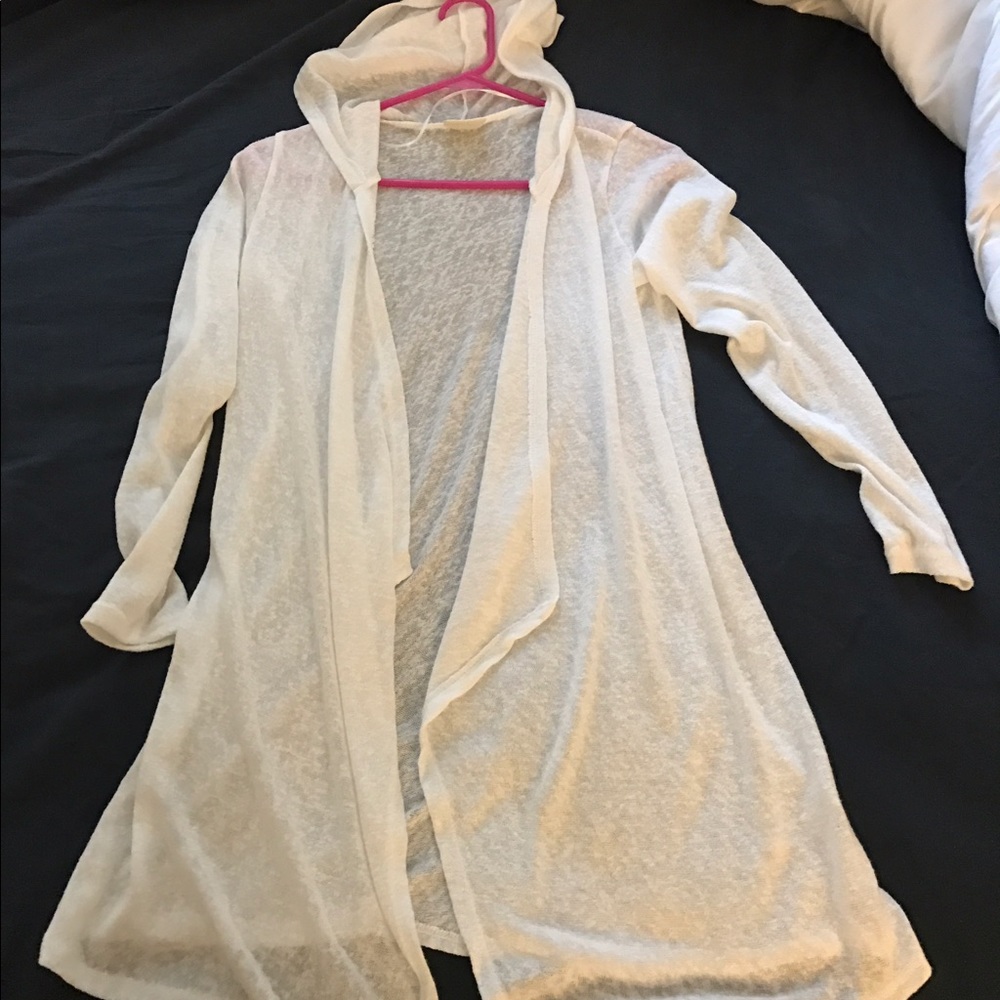 Sheer hooded cardigan
