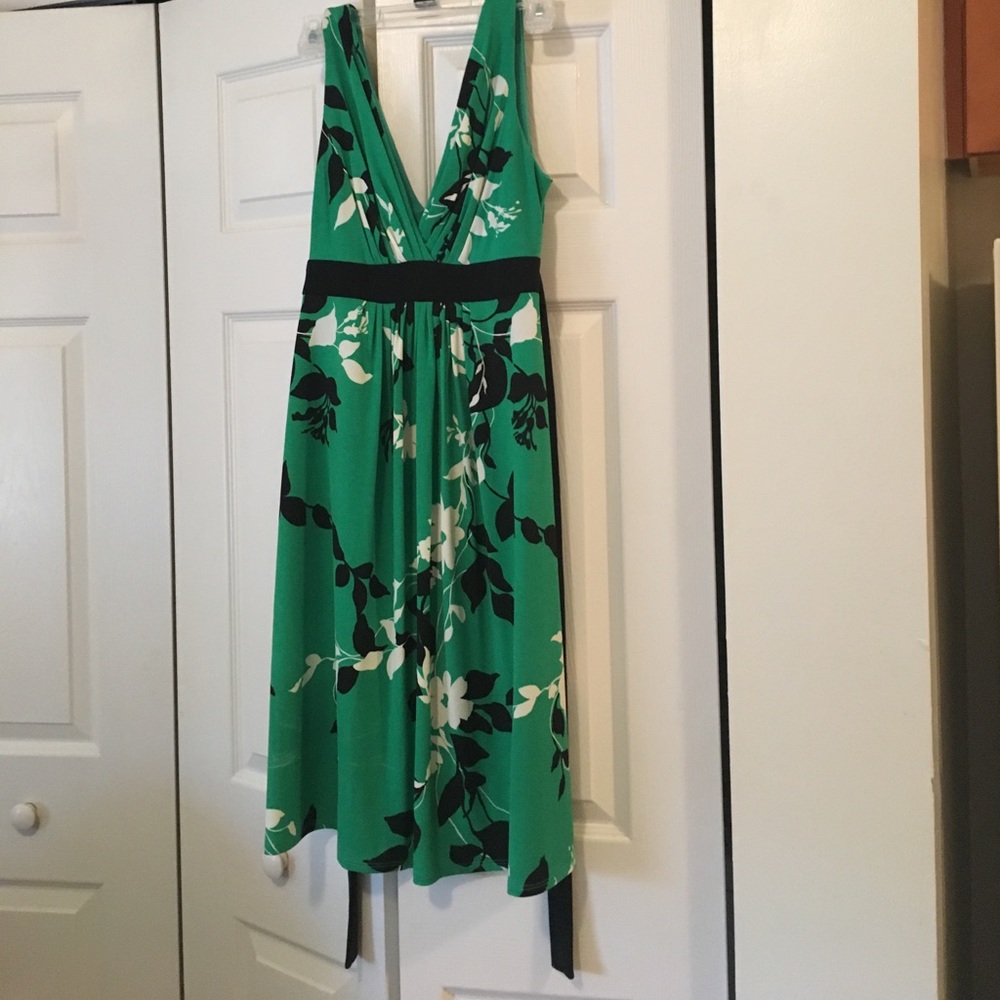 Green floral summer dress