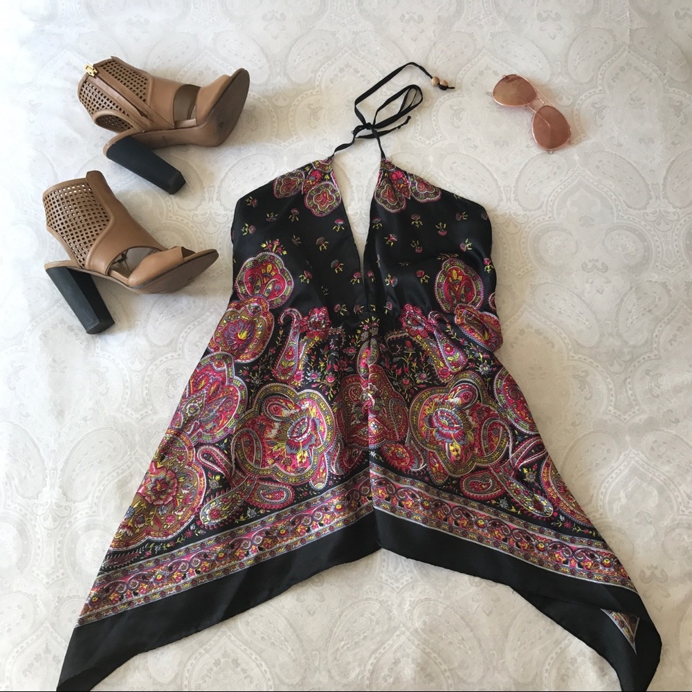 Silky paisley backless top