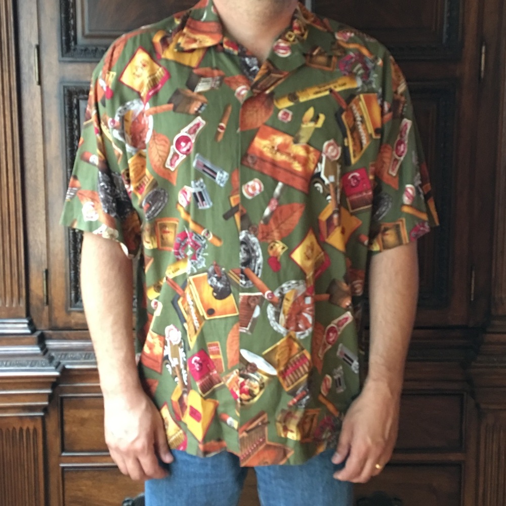 Fivecrown Cuban Cigar Green Button Down Shirt