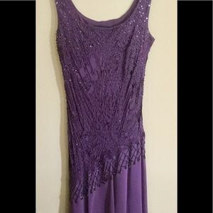 Beaded purple knee length dress