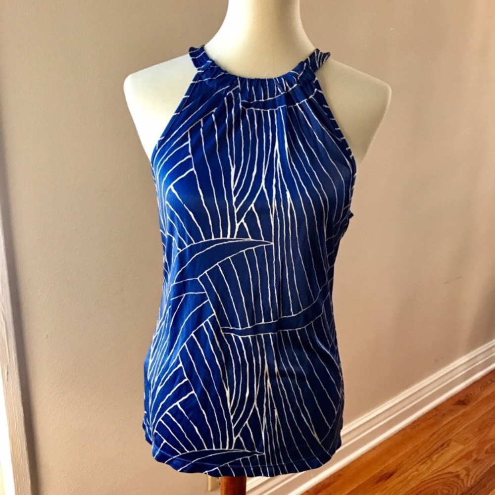 Loft Silky Blue & Silver Blouse